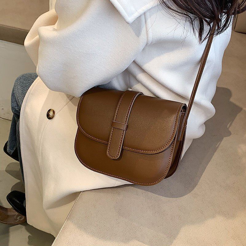 Women Saddle Bag Green Synthetic Leather Crossbody Shoulder Bag Handbags Purses