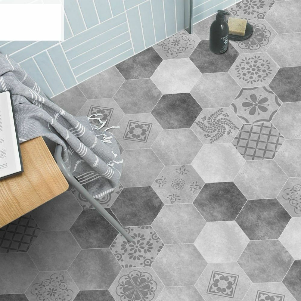 Floor Wall Stickers Tile Anti-Slip Self-Adhesive Waterproof Bathroom Kitchen PVC