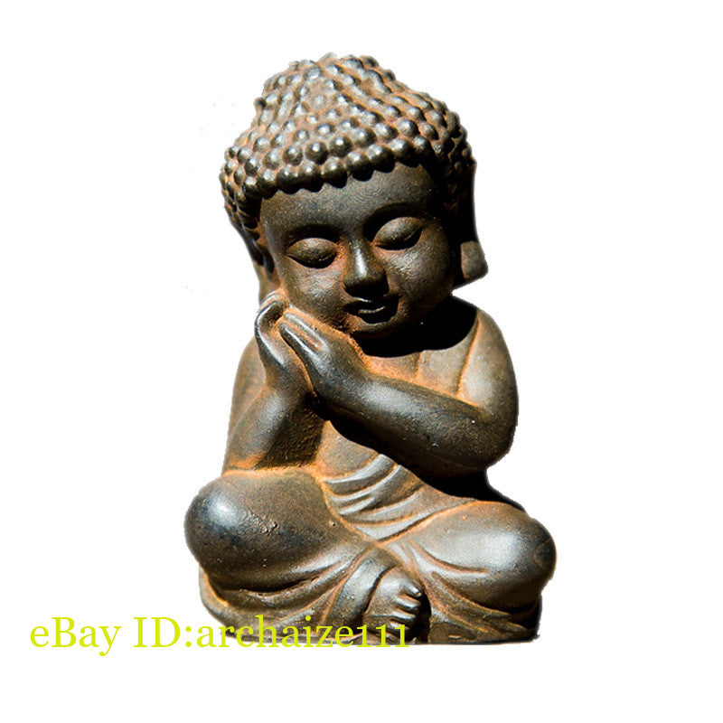 Chinese Iron Rust Shakyamuni Tathagata Buddha Statue Tea Pet Decor Collection