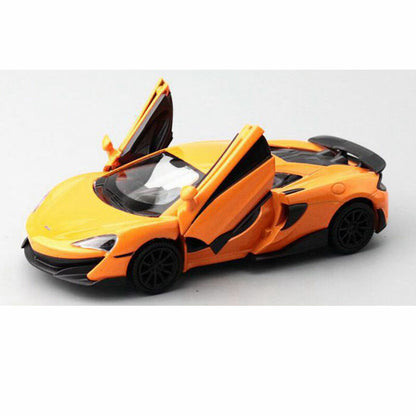 McLaren 600LT Model Car 1:36 Diecast Toy Cars Pull Back Doors Open Boys Orange