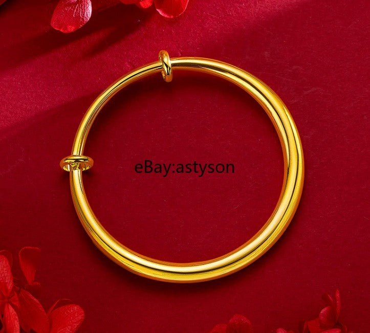 Solid round push-pull 24K Gilding Yellow Gold Plated Bracelet Jewelry