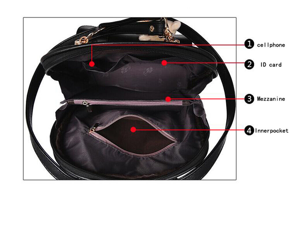 Women Backpack PU Leather School Bag Satchel Travel Bag Handbags Rucksack