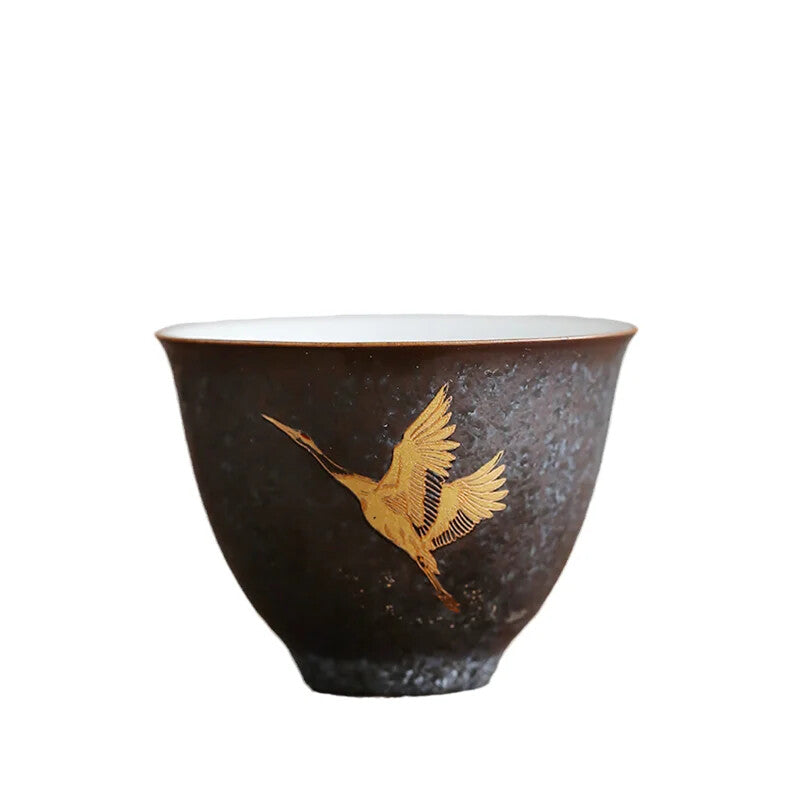 1pc 2.36" Chinese Vintage Ceramic Teacup Handmade Pottery Tea Bowl Portable Cup
