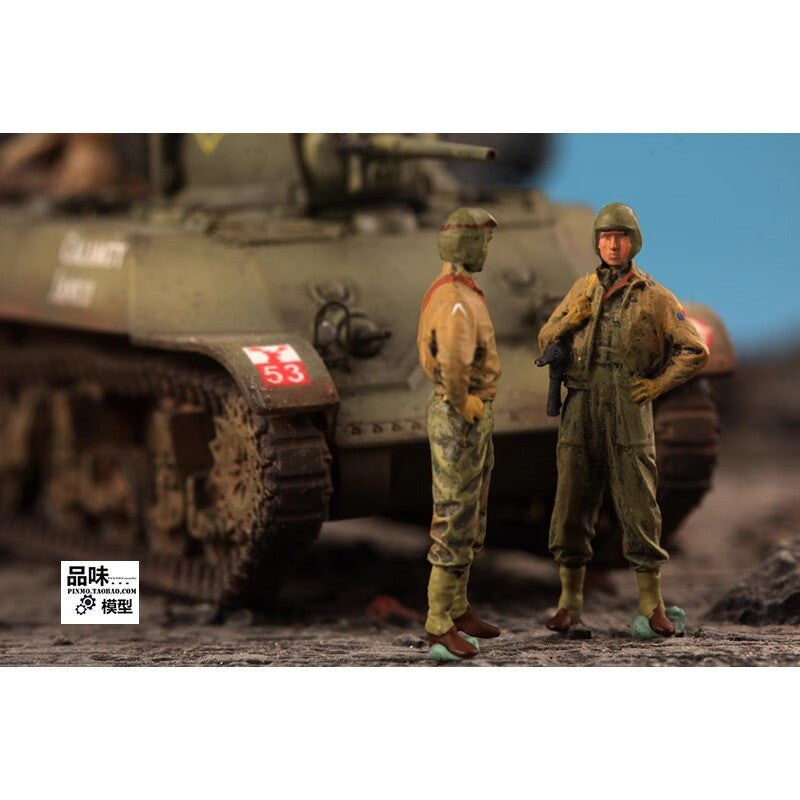 Homemade 1/72 U.S. Army Tanker Captain 2-person Finished Model Ornament Toys