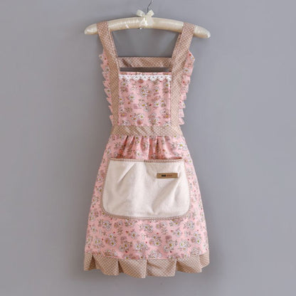 Cooking Aprons Cotton Canvas Floral Home Kitchen Fashion Thin Breathable 65x65cm