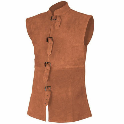 Men Medieval Buccaneer Vest Priate Costume Renaissance Steampunk Waistcoat Top