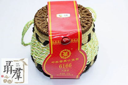 Chinese tea Liu Bao Cha 6166 dark tea by Zhong Cha gift box, 250g