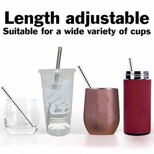2 Pack Collapsible Metal Straws with Cleaning Brushes and Portable Keychain