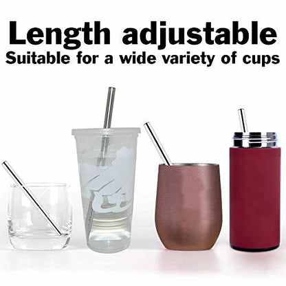 2 Pack Collapsible Metal Straws with Cleaning Brushes and Portable Keychain