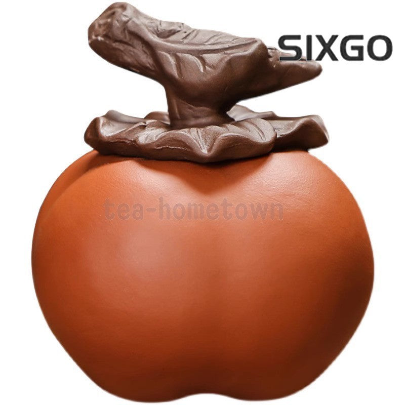 1Pc Purple Clay Persimmon Ruyi Color Changing Handicraft Tea Pet Ornament