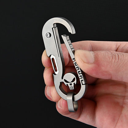 Titanium Key Chain Carabiner Bottle Opener Foldable Knife Outdoor EDC Multi Tool