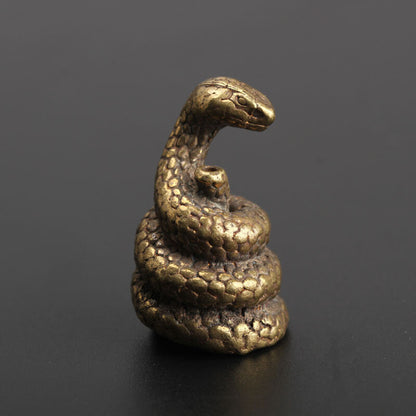 Chinese old Asian Antiques Zodiac snake Exquisite Tea Pet Incense stick statue