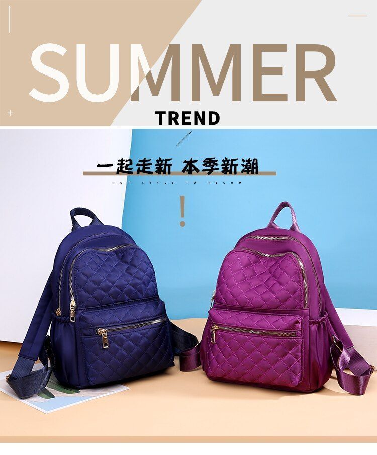 Leather Plaid Backpacks Multi Layer Zipper Fashion Shoulder Traveling School Bag