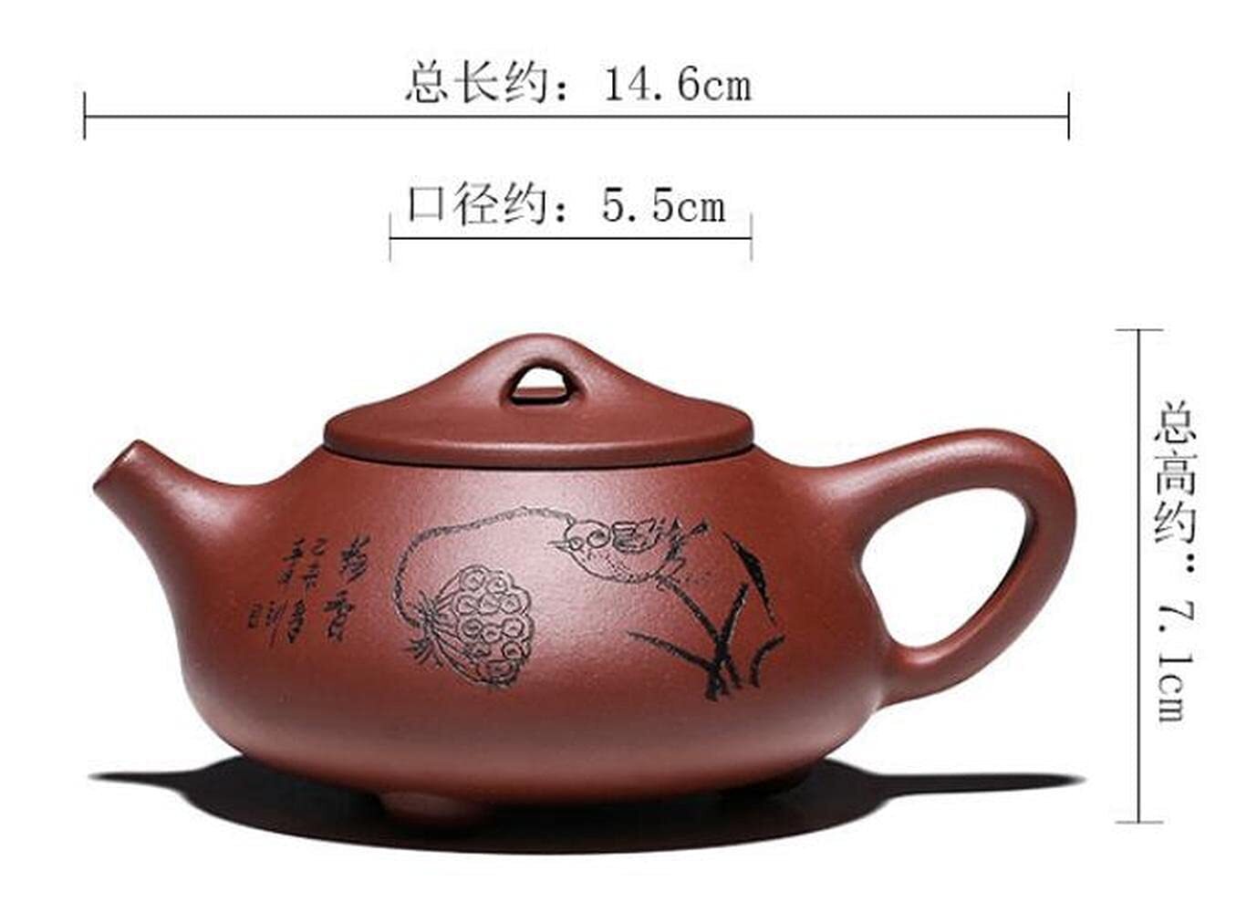 280ml Chinese Purple Clay Lotus Bird Pattern Teapot Kung Fu Tea