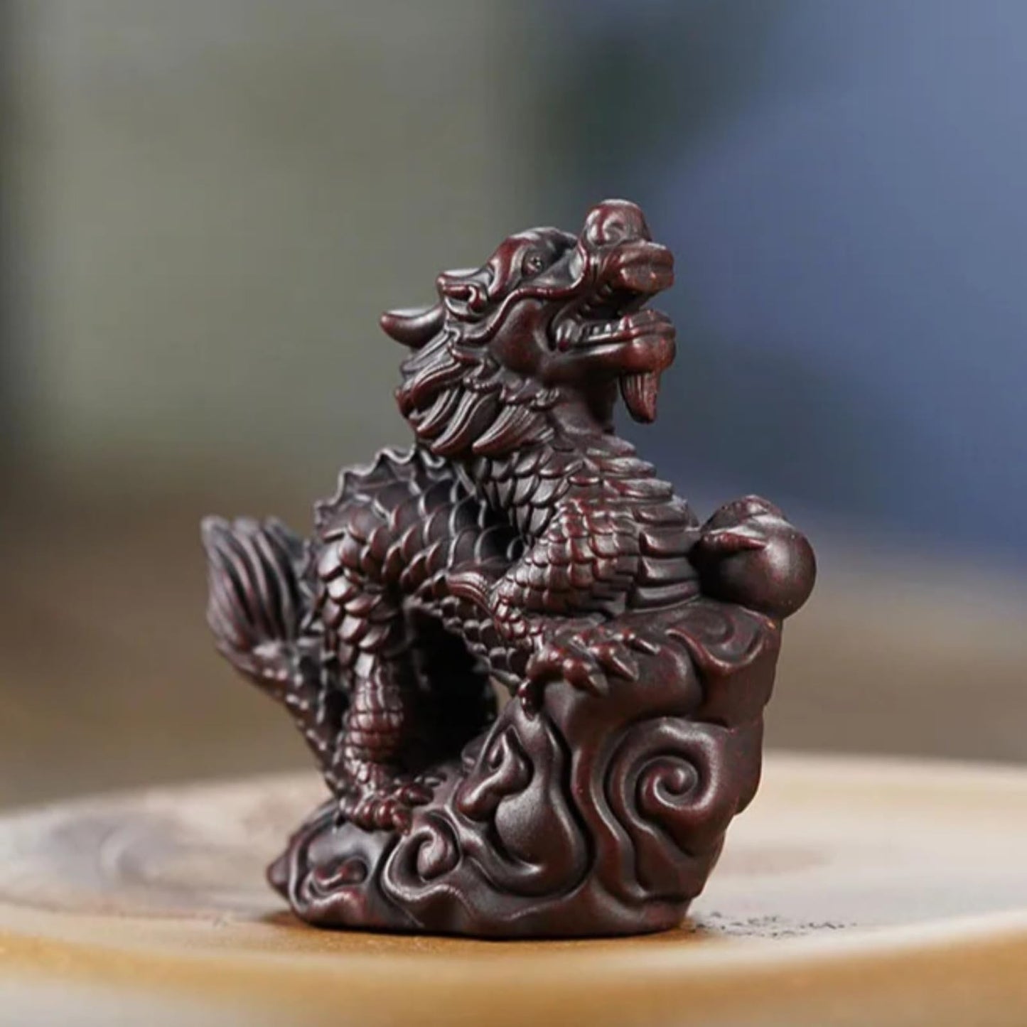 Purple Clay Lucky Cloud Zodiac Dragon Tea Pet 6.9cm Tea Tray Decor Tea Play