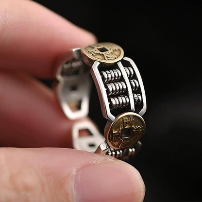 Men's Women's Fashion Lucky Money Coin Ring Adjustable Wishful Thinking Ring