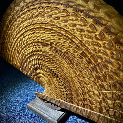 Golden Phoebe Mini Folding Fan 100% Handmade Water Ripple Suzhou Style
