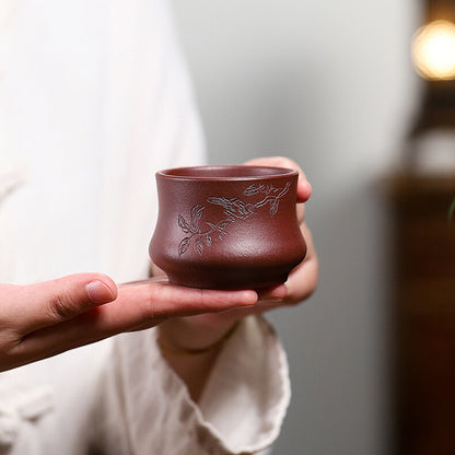 4pcs/lot True Yixing Zisha Tea Cup Purple Grit Health Care Master Cup Carved New