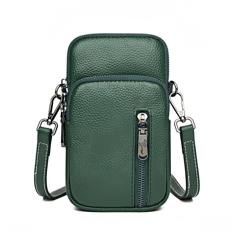 Luxury Handbags Genuine Leather Vintage Shoulder Purse Black/Green Bag 11*19*6CM