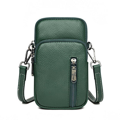 Luxury Handbags Genuine Leather Vintage Shoulder Purse Black/Green Bag 11*19*6CM