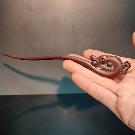 vintage wooden ornaments Carved chinese dragon statue Hairpin Hair Accessories