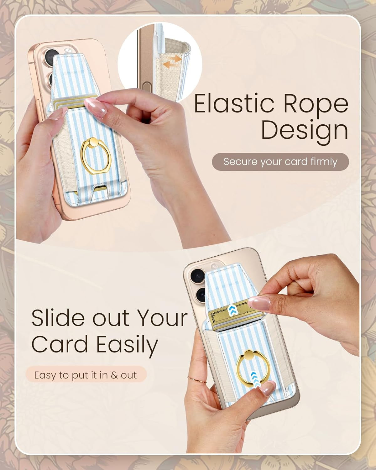 Compatible with Magsafe Wallet with Ring Grip Magnetic Card Holder - Cute Phone