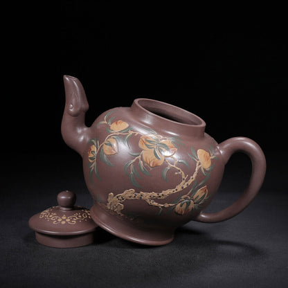 Chinese Yixing Zisha Clay Handmade Exquisite Teapot （福寿 底款：邵春元）