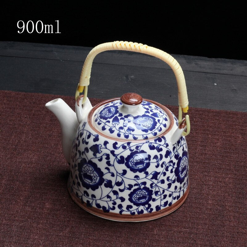 900ml China Porcelain Teapot With Strainer Net High Capacity Tea Pot For Hotel