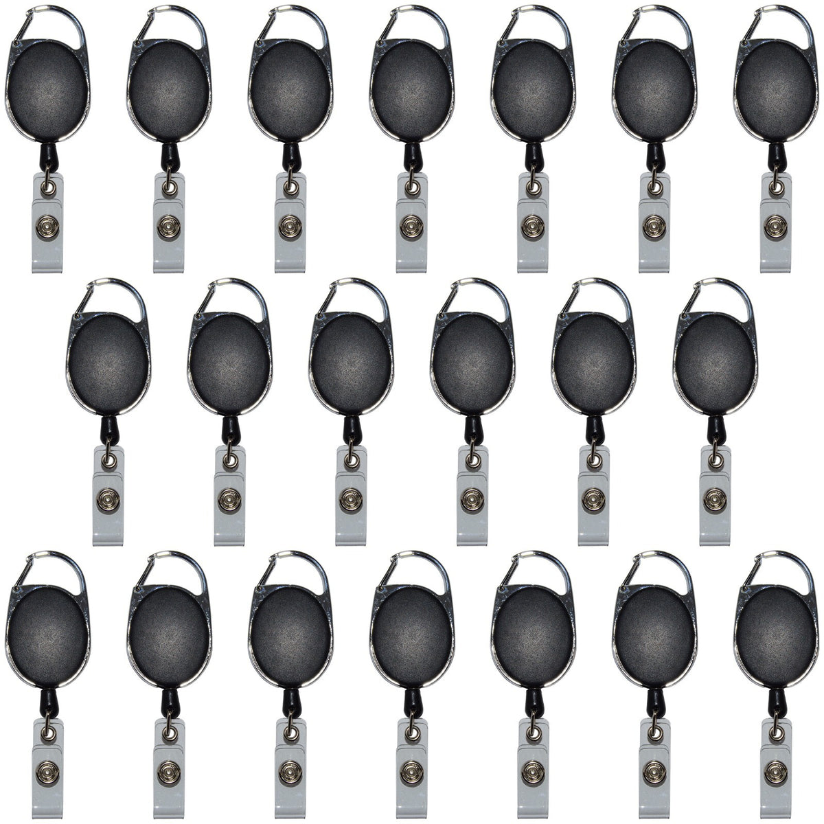 20 Pack Retractable Clip-on Carabiner ID Badge Holder Reels Up to 1.75 Feet