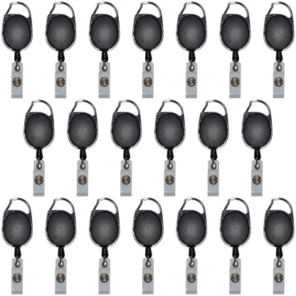 20 Pack Retractable Clip-on Carabiner ID Badge Holder Reels Up to 1.75 Feet