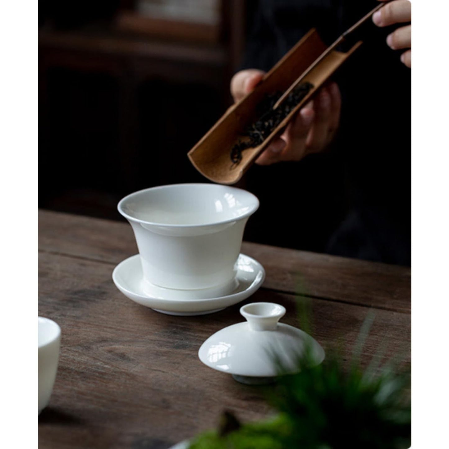 Jade White Porcelain Rotatable Gaiwan 150ml 5.1oz Kung Fu Tea Set