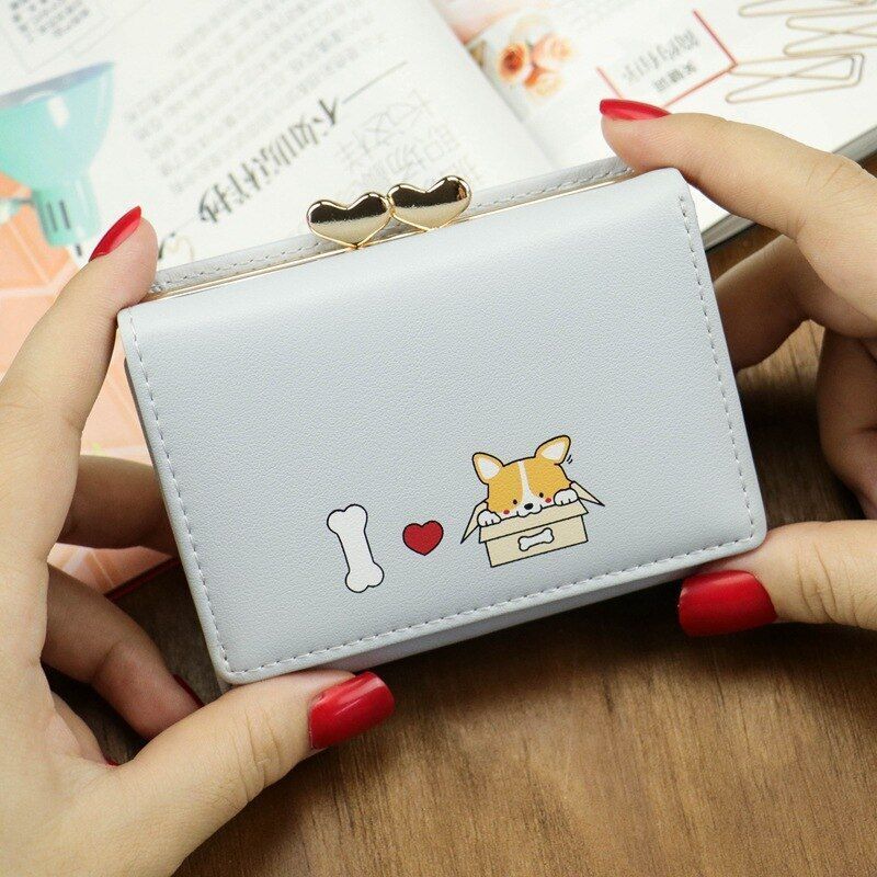 Women Wallet Small Cute Bag Short Leather Purse Clutch Polyester 3*8.5*10.5 CM