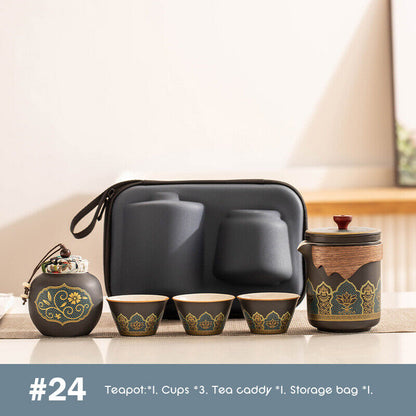Outdoor Office Camping Tea Ceramic Set Porcelain Chinese Gongfu Tea Cup Set