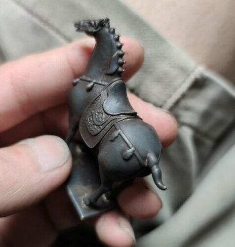 1 pcs Brass Chinese Tang Warrior Horse Statue Army Horse Figurine Decor