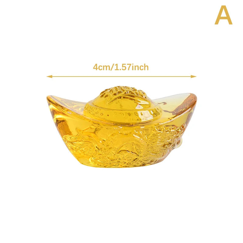 Chinese Style Citrine Ingot Gold Crystal Glass Colored Glaze Wealth Money Craft
