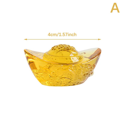 Chinese Style Citrine Ingot Gold Crystal Glass Colored Glaze Wealth Money Craft