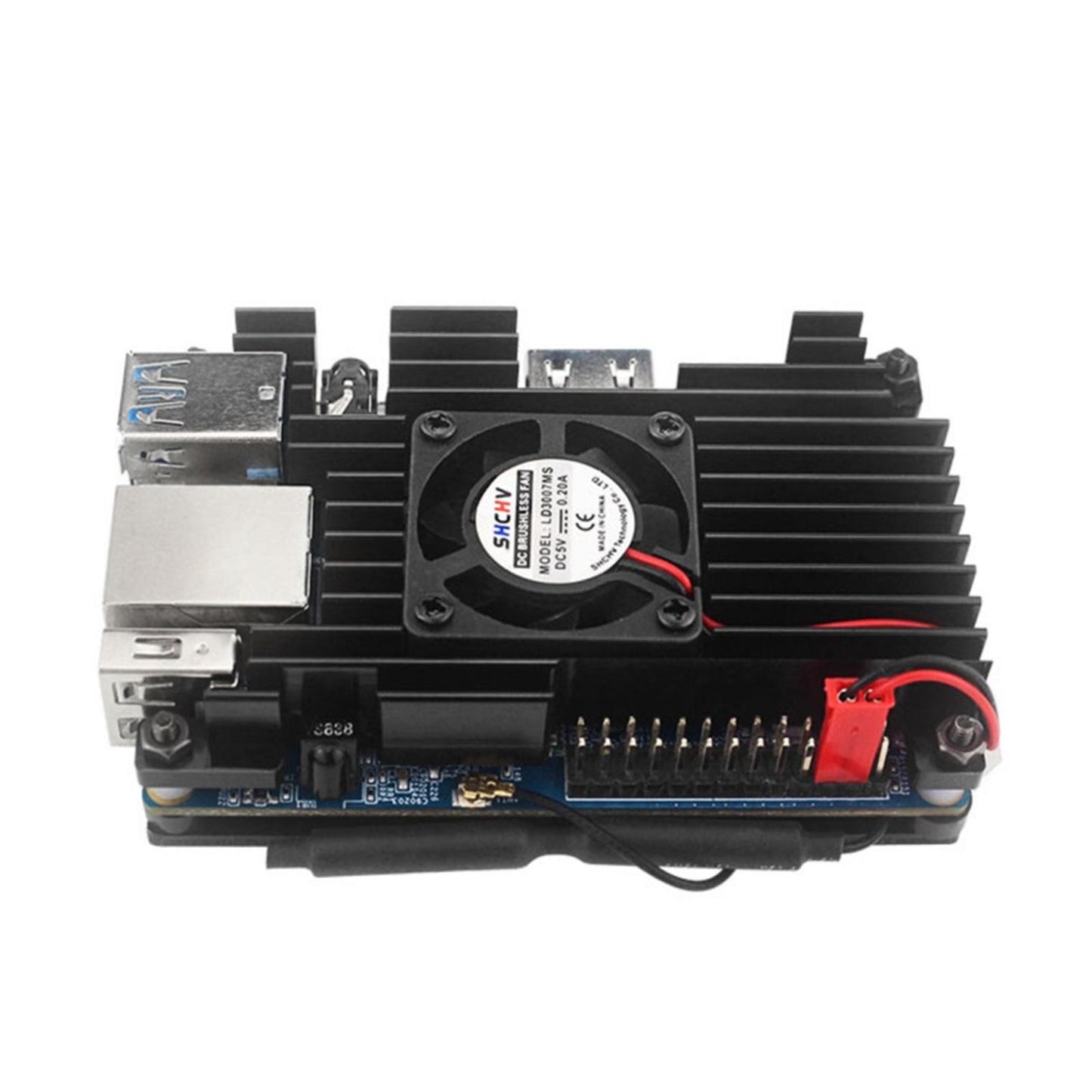 T Aluminum Case with Active Passive Cooling Fan Heatsink Set for Orange Pi 3 LTS