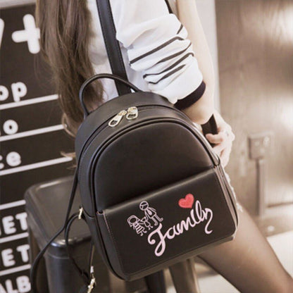 Small Black Backpack Traveling Backpack Women Synthetic Leather Shoulder Bag 1PC