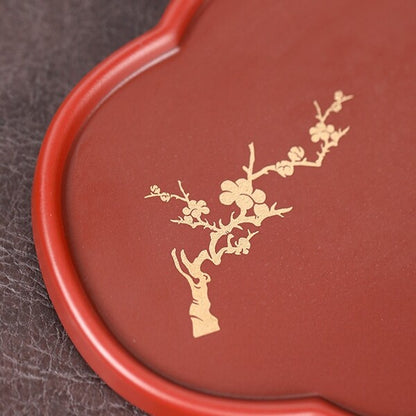 True Yixing Zisha Tea Tray Dahongpao Clay Handmade Drawings Tea Plate For Pot