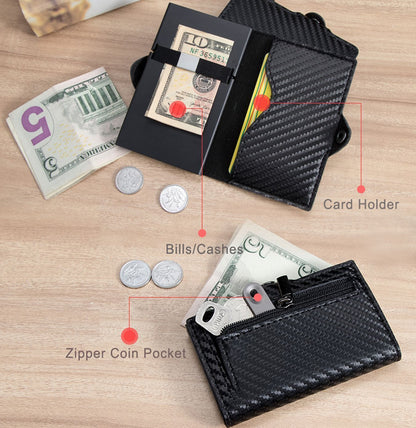 Carbon Fiber Slim Wallet Anti Rfid Credit Card Holders Case Leather Business 1PC