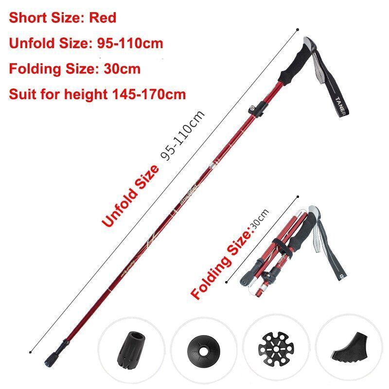 5-Section Folding Trekking Poles Nordic Walking Stick Hiking Telescopic Cane 1PC