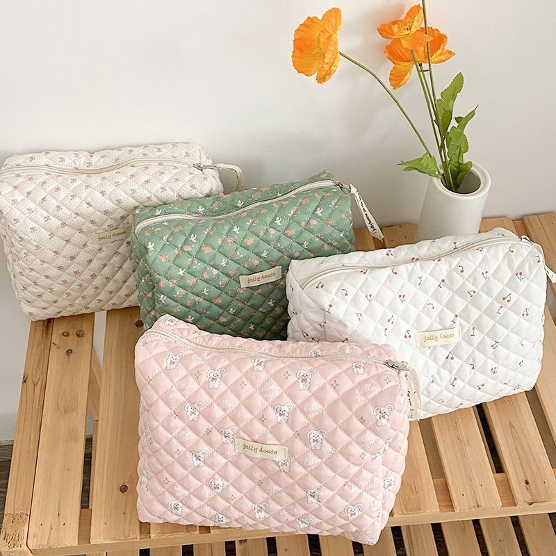 Makeup Bag Soft Cotton Clutch Zipper Cosmetic Organizer Large Bags Toiletry Case