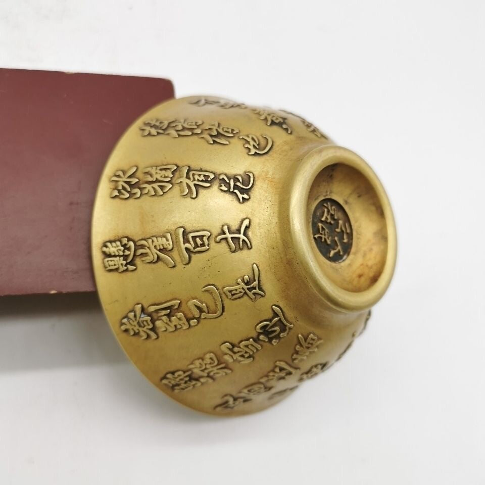 Chinese Brass bracelet small bowl with Chairman Mao's poems cup table decor