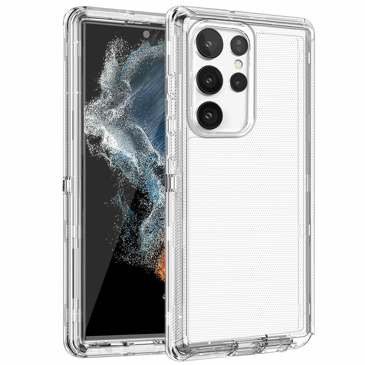For Samsung Galaxy S22 S22+ S22 Ultra Clear Case w Clip Holster Belt Stand Cover