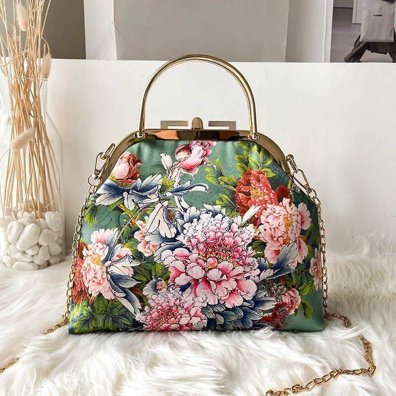Shoulder Crossbody Bag Spring Flowers Bags Lock Shell Purse Vintage Bag Handbags