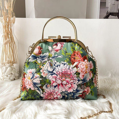 Shoulder Crossbody Bag Spring Flowers Bags Lock Shell Purse Vintage Bag Handbags