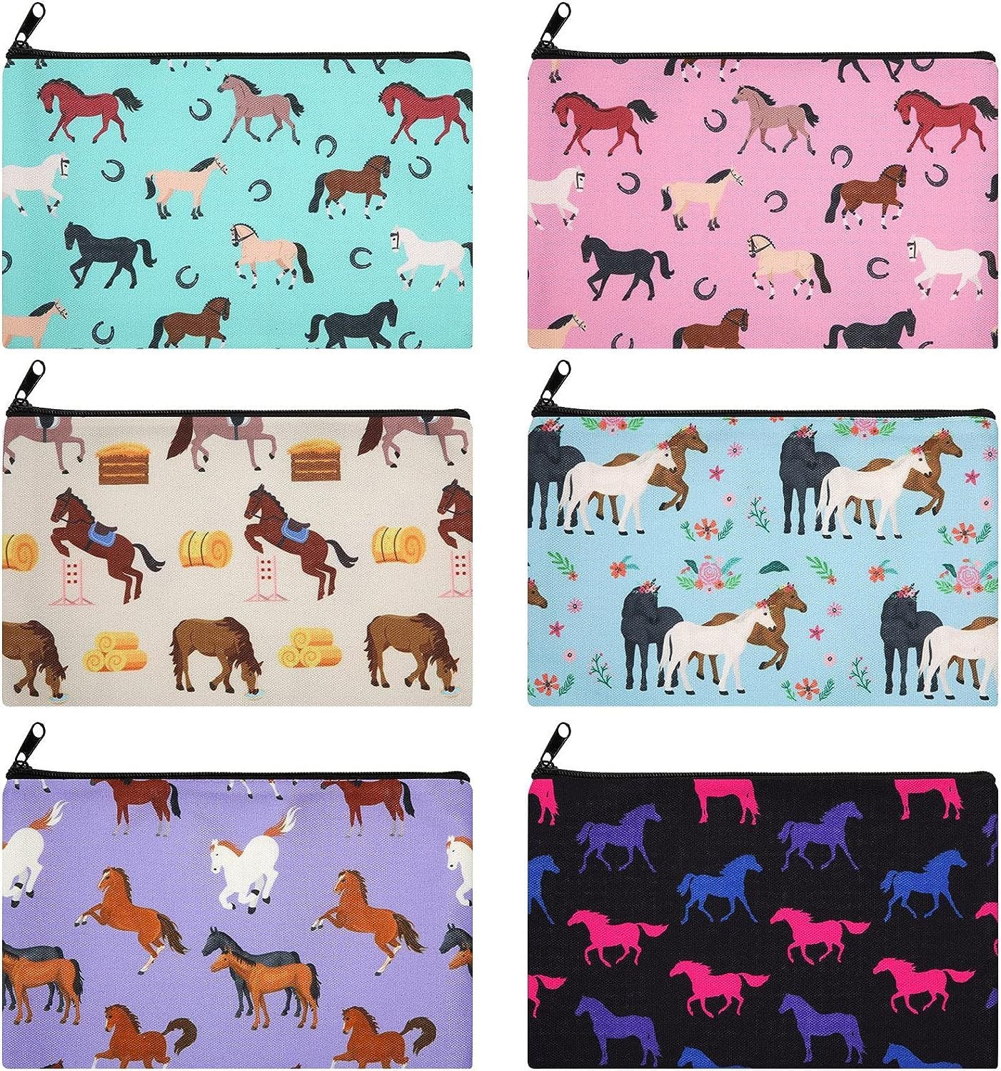 6 Pieces Sloth Makeup Bags Horses Cosmetic Bag for Women Girls Gifts...