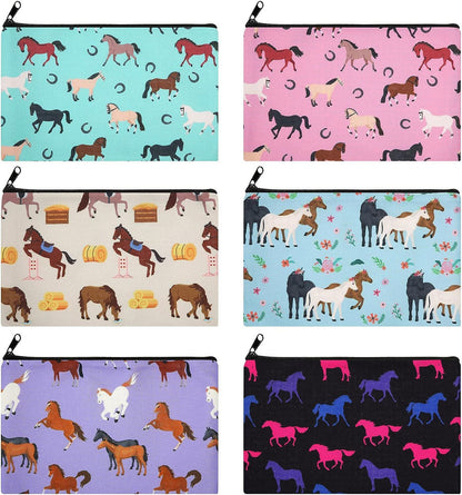 6 Pieces Sloth Makeup Bags Horses Cosmetic Bag for Women Girls Gifts...