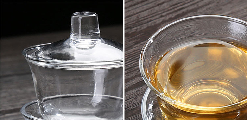 100ml glass gaiwan clear color promotions tea cup bowl with coaster lid tureen