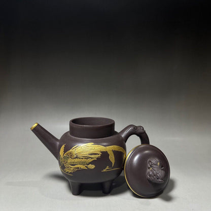Chinese Yixing Zisha Clay Handmade Exquisite Dragon&Phoenix Teapot 30158